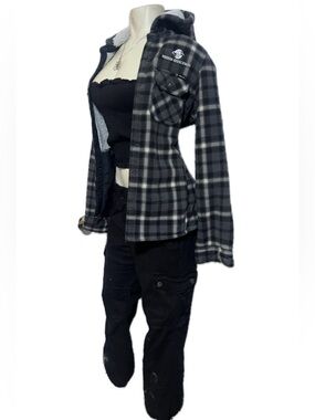 Eddie Bauer Black and White Sherpa-Lined Jacket
